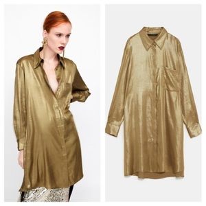 gold shirt dress zara